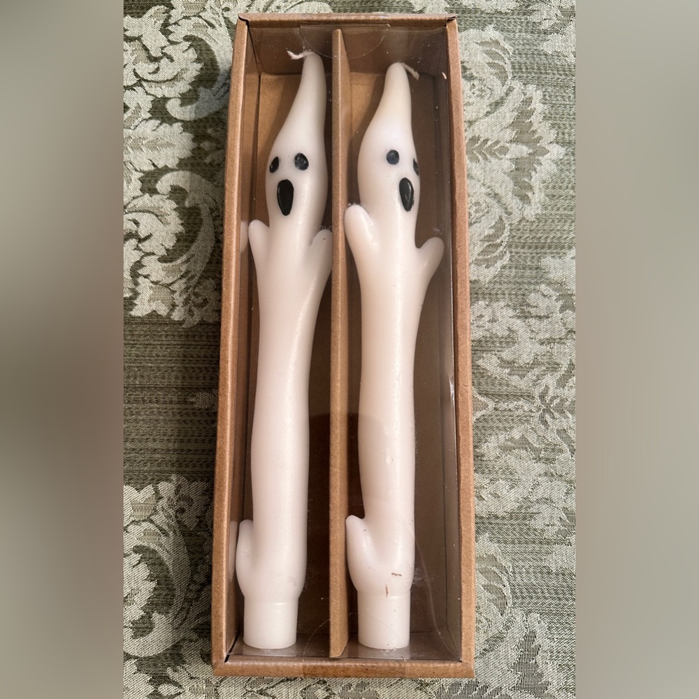 Anthropologie Happy Haunting Ghost Taper Candles Halloween - Set of 2 NEW